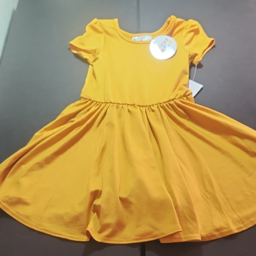 Dot Dot Smile Yellow A-Line Puff Sleeve Sundress